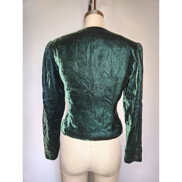 LANZ Green VELVET Blazer Jacket Bodice - Cropped - LARP Victorian Edwardian Xs - Picture 4 of 8